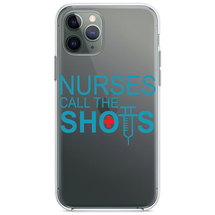 DistinctInk® Clear Shockproof Hybrid Case for Apple iPhone / Samsung Galaxy / Google Pixel - Nurses Call the Shots