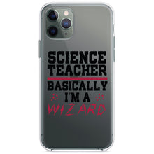 DistinctInk® Clear Shockproof Hybrid Case for Apple iPhone / Samsung Galaxy / Google Pixel - Science Teacher Basically I'm a Wizard