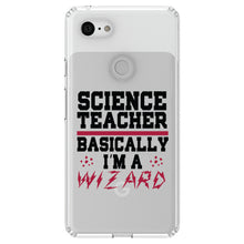 DistinctInk® Clear Shockproof Hybrid Case for Apple iPhone / Samsung Galaxy / Google Pixel - Science Teacher Basically I'm a Wizard