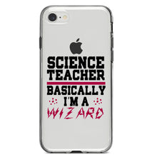 DistinctInk® Clear Shockproof Hybrid Case for Apple iPhone / Samsung Galaxy / Google Pixel - Science Teacher Basically I'm a Wizard