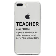 DistinctInk® Clear Shockproof Hybrid Case for Apple iPhone / Samsung Galaxy / Google Pixel - Teacher Definition Solves Problems