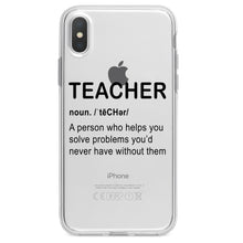 DistinctInk® Clear Shockproof Hybrid Case for Apple iPhone / Samsung Galaxy / Google Pixel - Teacher Definition Solves Problems