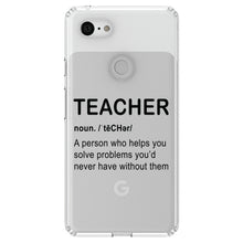 DistinctInk® Clear Shockproof Hybrid Case for Apple iPhone / Samsung Galaxy / Google Pixel - Teacher Definition Solves Problems