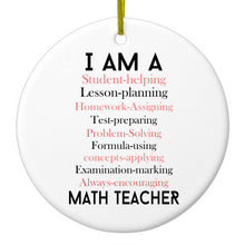 DistinctInk® Hanging Ceramic Christmas Tree Ornament with Gold String - Great Gift / Present - 2 3/4 inch Diameter - Teacher Student Helping Homework Encourage