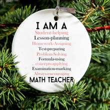 DistinctInk® Hanging Ceramic Christmas Tree Ornament with Gold String - Great Gift / Present - 2 3/4 inch Diameter - Teacher Student Helping Homework Encourage