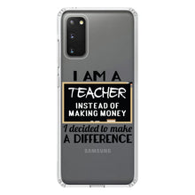 DistinctInk® Clear Shockproof Hybrid Case for Apple iPhone / Samsung Galaxy / Google Pixel - I Am A Teacher Make Difference Not Money