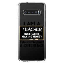 DistinctInk® Clear Shockproof Hybrid Case for Apple iPhone / Samsung Galaxy / Google Pixel - I Am A Teacher Make Difference Not Money