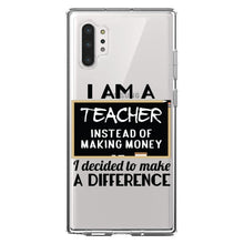 DistinctInk® Clear Shockproof Hybrid Case for Apple iPhone / Samsung Galaxy / Google Pixel - I Am A Teacher Make Difference Not Money
