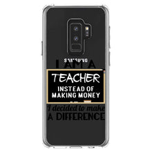 DistinctInk® Clear Shockproof Hybrid Case for Apple iPhone / Samsung Galaxy / Google Pixel - I Am A Teacher Make Difference Not Money