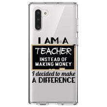 DistinctInk® Clear Shockproof Hybrid Case for Apple iPhone / Samsung Galaxy / Google Pixel - I Am A Teacher Make Difference Not Money