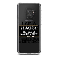 DistinctInk® Clear Shockproof Hybrid Case for Apple iPhone / Samsung Galaxy / Google Pixel - I Am A Teacher Make Difference Not Money