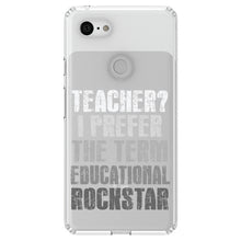 DistinctInk® Clear Shockproof Hybrid Case for Apple iPhone / Samsung Galaxy / Google Pixel - Teacher I Prefer Educational Rockstar