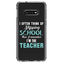 DistinctInk® Clear Shockproof Hybrid Case for Apple iPhone / Samsung Galaxy / Google Pixel - Think of Skipping School Remember I'm Teacher