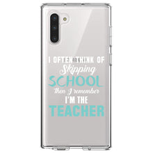DistinctInk® Clear Shockproof Hybrid Case for Apple iPhone / Samsung Galaxy / Google Pixel - Think of Skipping School Remember I'm Teacher