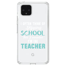 DistinctInk® Clear Shockproof Hybrid Case for Apple iPhone / Samsung Galaxy / Google Pixel - Think of Skipping School Remember I'm Teacher