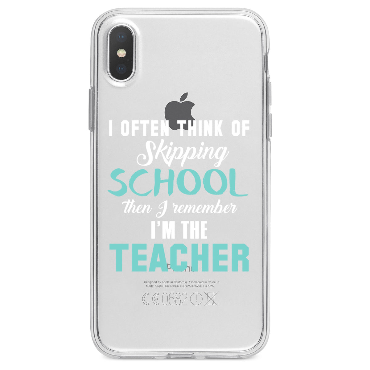 Think of Skipping School Remember I'm Teacher Clear Shockproof iPhone Case, view 4