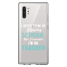 DistinctInk® Clear Shockproof Hybrid Case for Apple iPhone / Samsung Galaxy / Google Pixel - Think of Skipping School Remember I'm Teacher