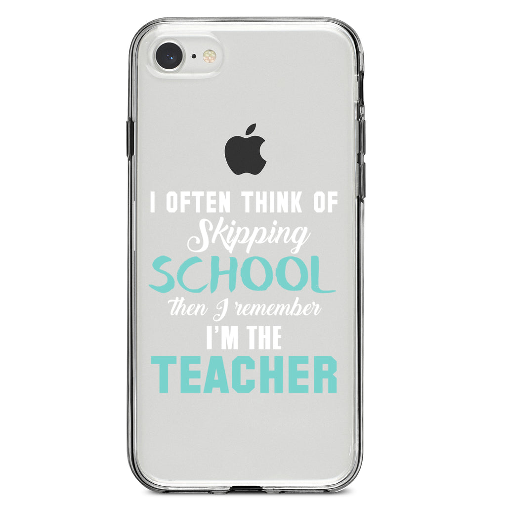 Think of Skipping School Remember I'm Teacher Clear Shockproof iPhone Case, view 5