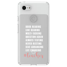 DistinctInk® Clear Shockproof Hybrid Case for Apple iPhone / Samsung Galaxy / Google Pixel - Teacher Book Reading Line Multi Tasking