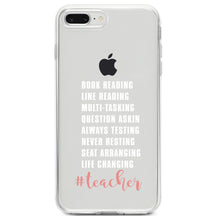 DistinctInk® Clear Shockproof Hybrid Case for Apple iPhone / Samsung Galaxy / Google Pixel - Teacher Book Reading Line Multi Tasking