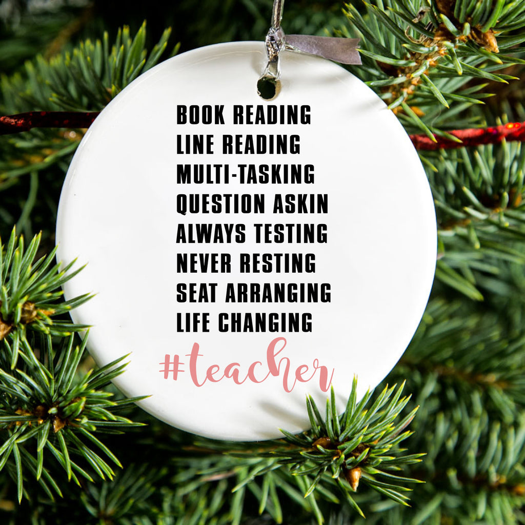Teacher Book Reading Line Multi Tasking Ceramic Ornament, view 2