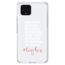 DistinctInk® Clear Shockproof Hybrid Case for Apple iPhone / Samsung Galaxy / Google Pixel - Teacher Book Reading Line Multi Tasking