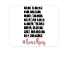 DistinctInk Custom Foam Rubber Mouse Pad - 1/4" Thick - Teacher Book Reading Line Multi Tasking