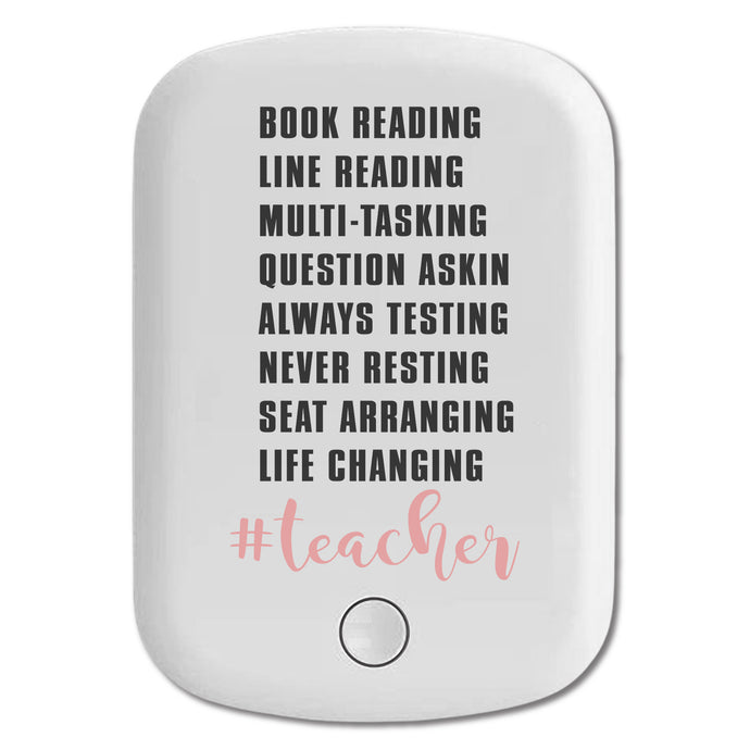 DistinctInk Magnetic Battery Pack, Wireless Portable Charger with USB-C Cable, Compatible with MagSafe iPhone 14 / 13 / 12 Series - Teacher Book Reading Line Multi Tasking