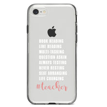 DistinctInk® Clear Shockproof Hybrid Case for Apple iPhone / Samsung Galaxy / Google Pixel - Teacher Book Reading Line Multi Tasking
