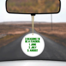 DistinctInk® Hanging Ceramic Christmas Tree Ornament with Gold String - Great Gift / Present - 2 3/4 inch Diameter - Reasons to be a Teacher June July August
