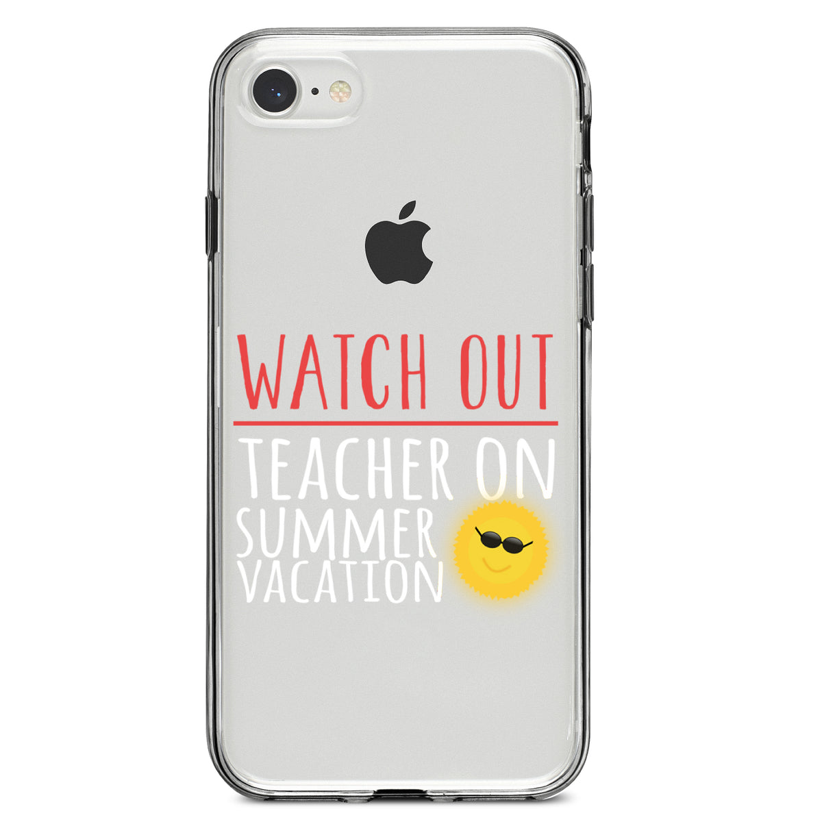 Watch Out Teacher on Summer Vacation Clear Shockproof iPhone Case, view 5
