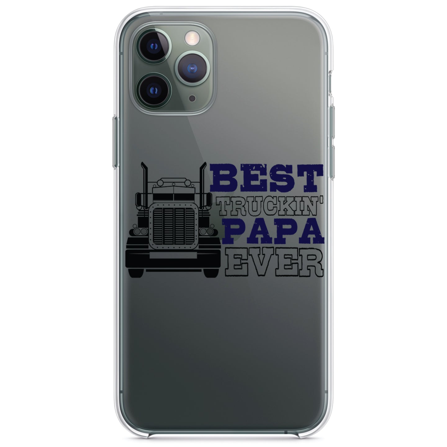 DistinctInk® Clear Shockproof Hybrid Case for Apple iPhone / Samsung Galaxy / Google Pixel - Best Truckin' Papa Ever