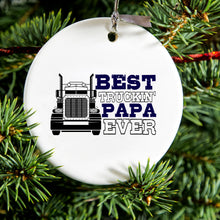 Best Truckin' Papa Ever Ceramic Ornament