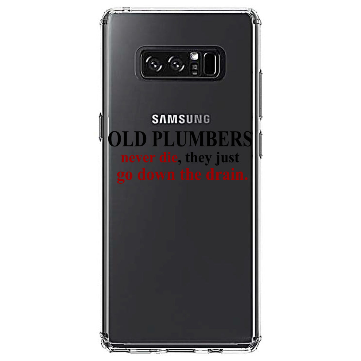 Old Plumbers Never Die, Down the Drain Clear Shockproof iPhone Case, view 12