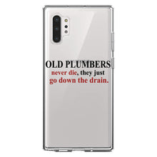 DistinctInk® Clear Shockproof Hybrid Case for Apple iPhone / Samsung Galaxy / Google Pixel - Old Plumbers Never Die - Down the Drain