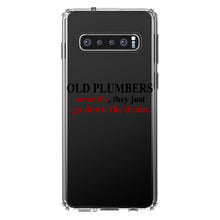 DistinctInk® Clear Shockproof Hybrid Case for Apple iPhone / Samsung Galaxy / Google Pixel - Old Plumbers Never Die - Down the Drain