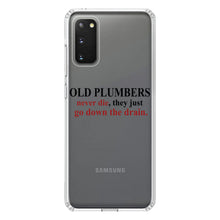 DistinctInk® Clear Shockproof Hybrid Case for Apple iPhone / Samsung Galaxy / Google Pixel - Old Plumbers Never Die - Down the Drain
