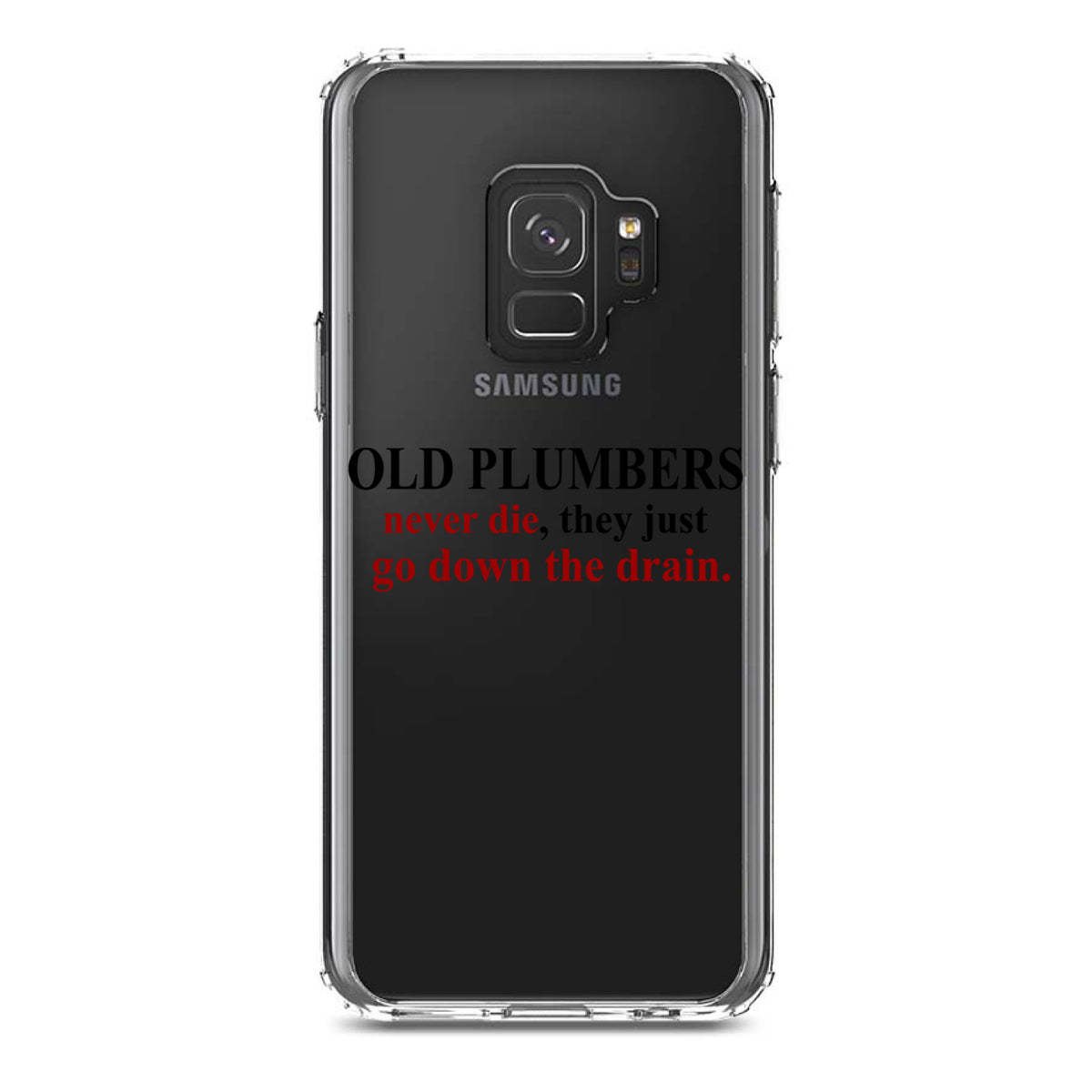 Old Plumbers Never Die, Down the Drain Clear Shockproof iPhone Case, view 19
