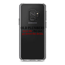 DistinctInk® Clear Shockproof Hybrid Case for Apple iPhone / Samsung Galaxy / Google Pixel - Old Plumbers Never Die - Down the Drain