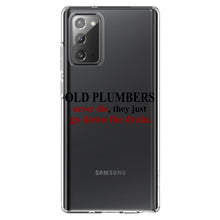 DistinctInk® Clear Shockproof Hybrid Case for Apple iPhone / Samsung Galaxy / Google Pixel - Old Plumbers Never Die - Down the Drain