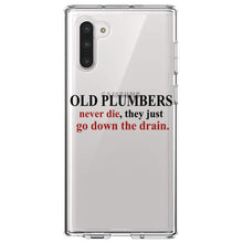 DistinctInk® Clear Shockproof Hybrid Case for Apple iPhone / Samsung Galaxy / Google Pixel - Old Plumbers Never Die - Down the Drain