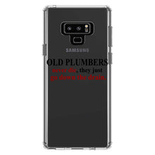 DistinctInk® Clear Shockproof Hybrid Case for Apple iPhone / Samsung Galaxy / Google Pixel - Old Plumbers Never Die - Down the Drain