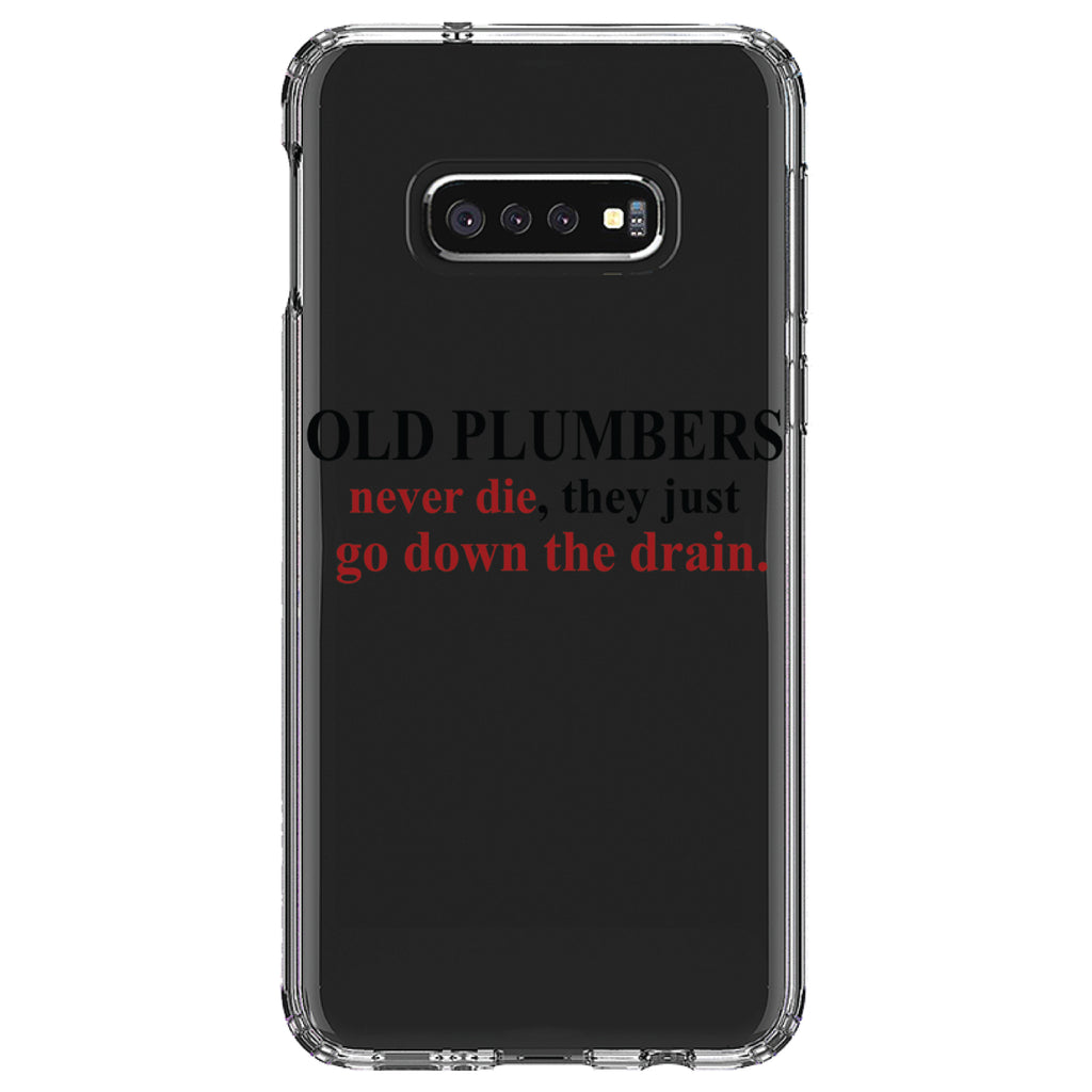 Old Plumbers Never Die, Down the Drain Clear Shockproof iPhone Case, view 18