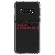 DistinctInk® Clear Shockproof Hybrid Case for Apple iPhone / Samsung Galaxy / Google Pixel - Old Plumbers Never Die - Down the Drain