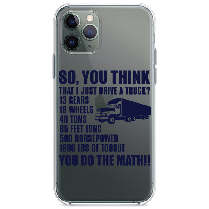 DistinctInk® Clear Shockproof Hybrid Case for Apple iPhone / Samsung Galaxy / Google Pixel - You Think I Just Drive a Truck? Torque Tons
