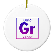 DistinctInk® Hanging Ceramic Christmas Tree Ornament with Gold String - Great Gift / Present - 2 3/4 inch Diameter - Entrepreneur Grind GR Element