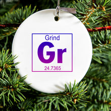 DistinctInk® Hanging Ceramic Christmas Tree Ornament with Gold String - Great Gift / Present - 2 3/4 inch Diameter - Entrepreneur Grind GR Element