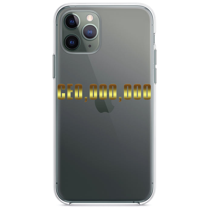 DistinctInk® Clear Shockproof Hybrid Case for Apple iPhone / Samsung Galaxy / Google Pixel - CEO,000,000 Entrepreneur 3 commo