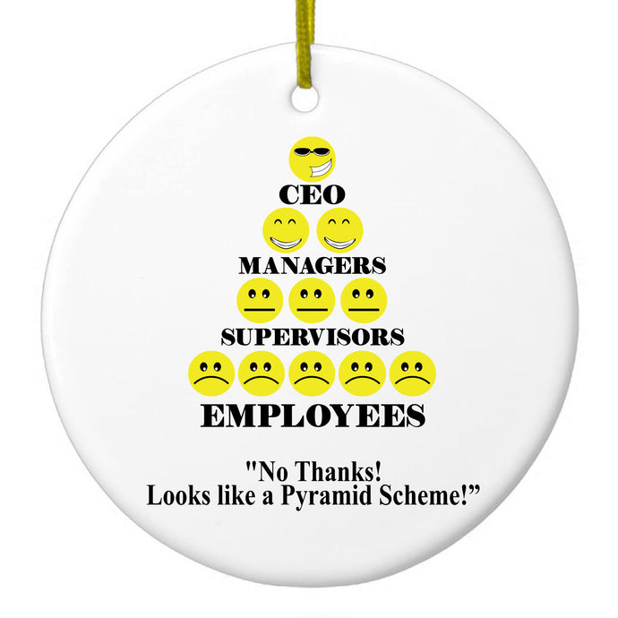 No Thanks Looks Like a Pyramid Scheme Ceramic Ornament
