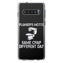 DistinctInk® Clear Shockproof Hybrid Case for Apple iPhone / Samsung Galaxy / Google Pixel - Same Crap Different Day - Plumbers